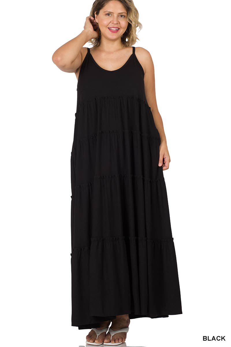 Vanilla Monkey - Plus V-neck Tiered Cami Maxi Dress