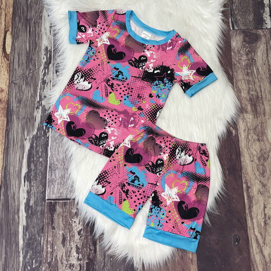 Stella Bean Clothing Co - Hearts Print Top & Shorts Pajama Set