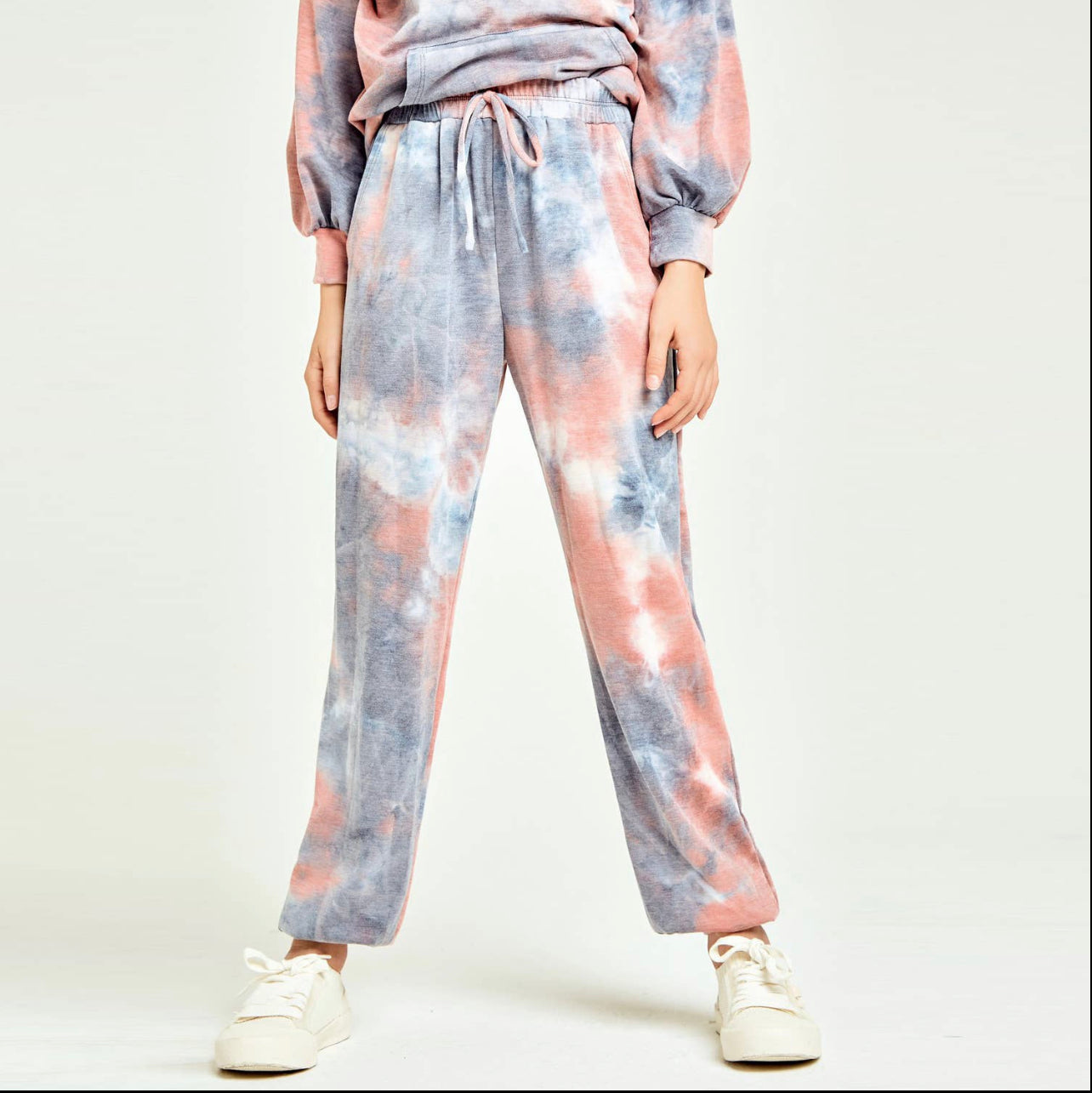 Good Girl - Coral Tie Dye Hoodie Sweatshirt and Jogger Set