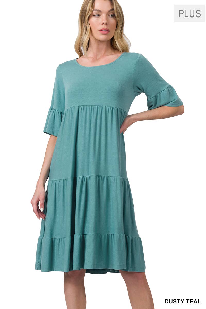 Vanilla Monkey - Ruffle Sleeve Tiered Dress