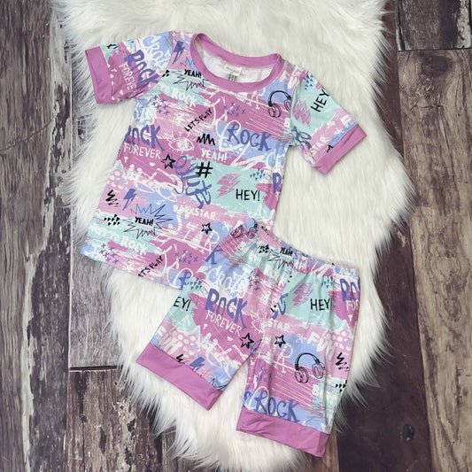 Stella Bean Clothing Co - Rock Print Top & Shorts Pajama Set