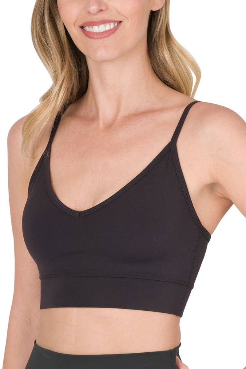 Black Athletic Adjustable Strap Padded Bra