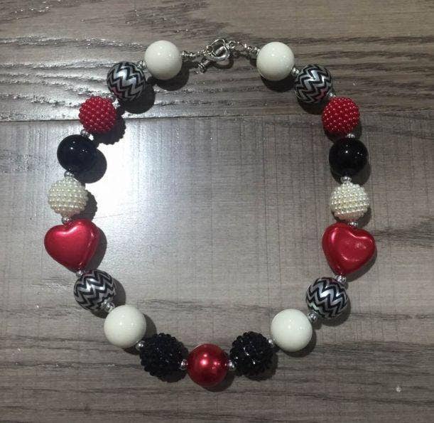 Red black white bubble necklace