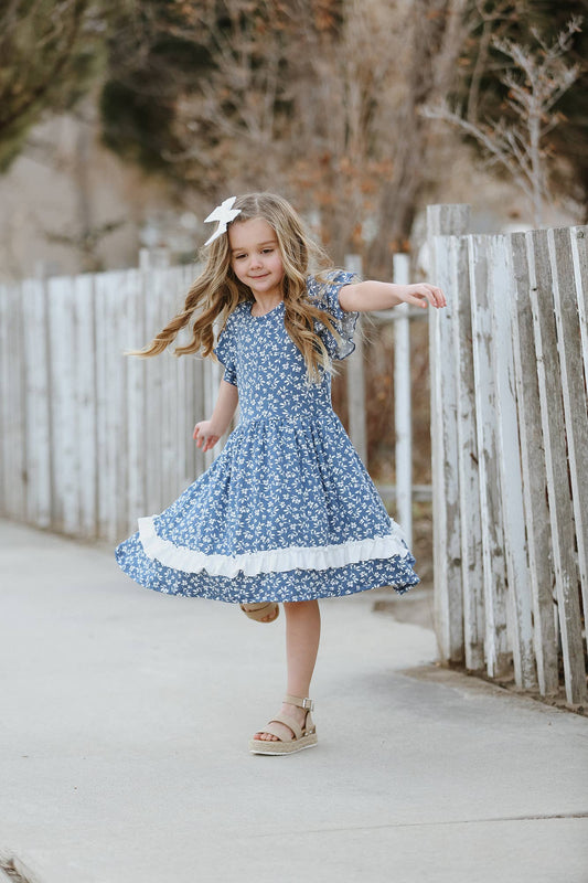 Woodmouse & Thistle - Olivia Blue Floral Dress