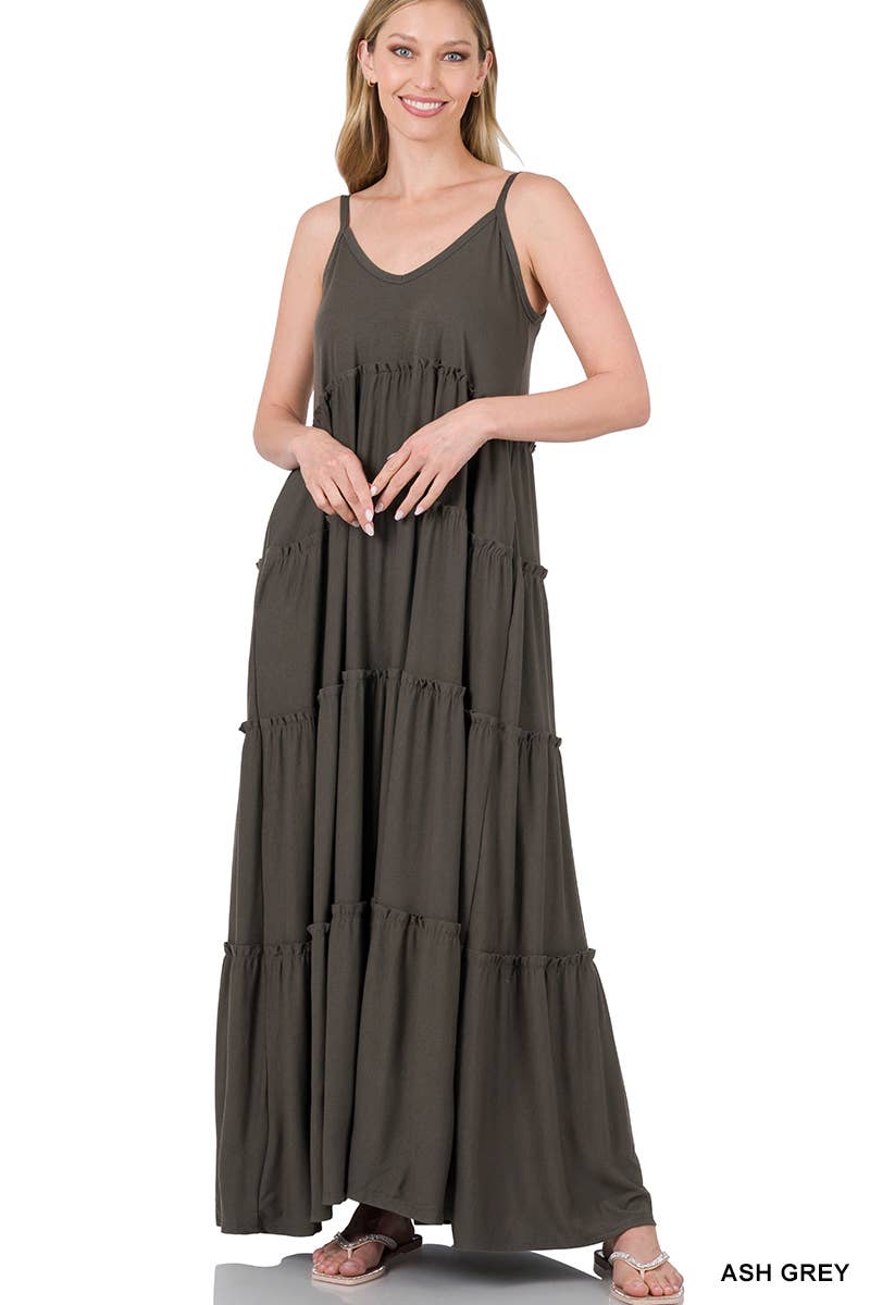 Vanilla Monkey - V-neck Tiered Cami Maxi Dress