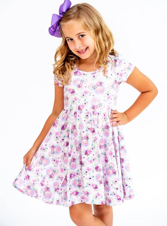 Charlie's Project Kids - Flower Garden Girls Hugs Twirl Dress with Pockets