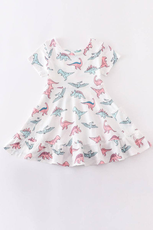 Honeydew - Multicolor dinosaur ruffle dress