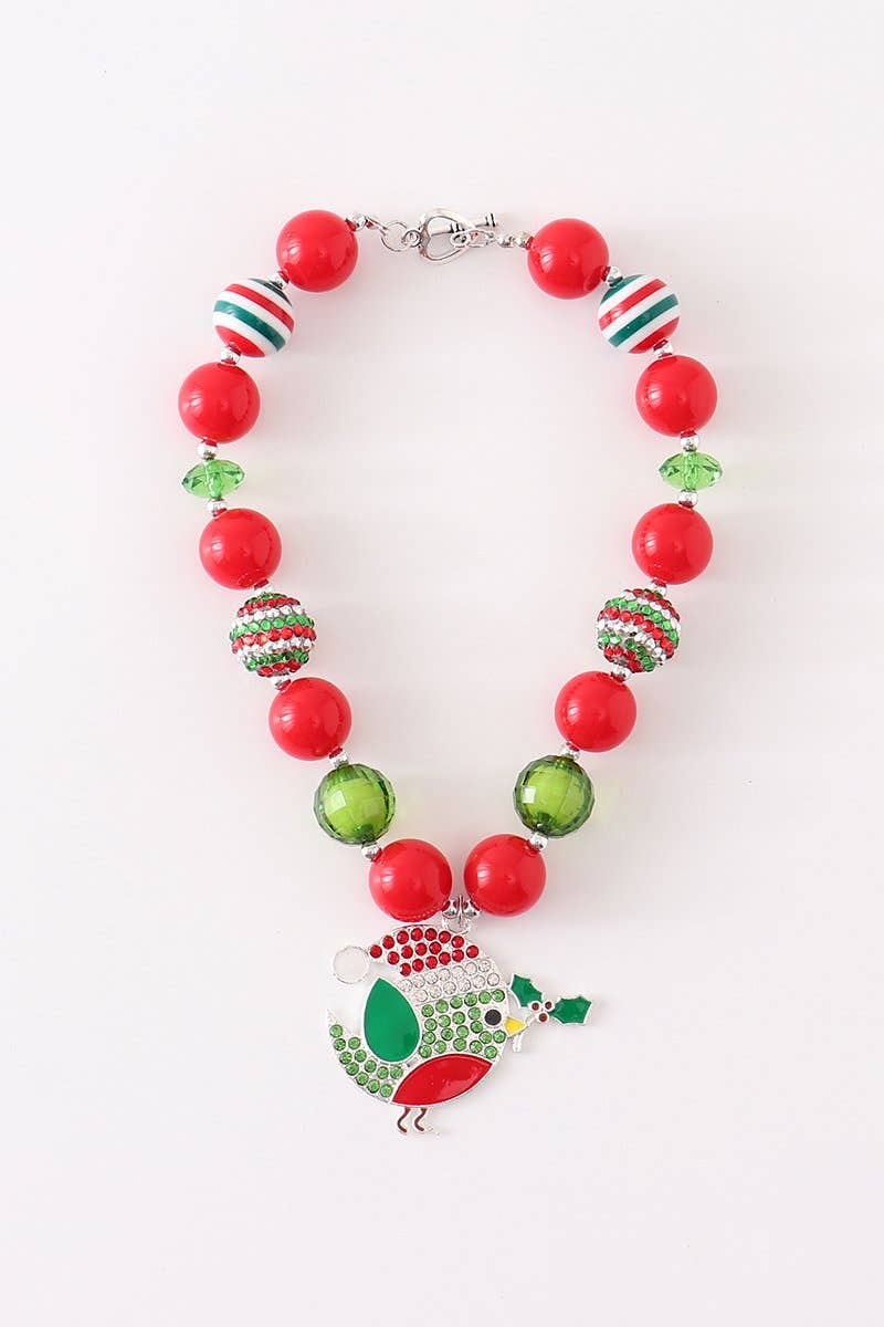 Christmas bird pedant bubble necklace