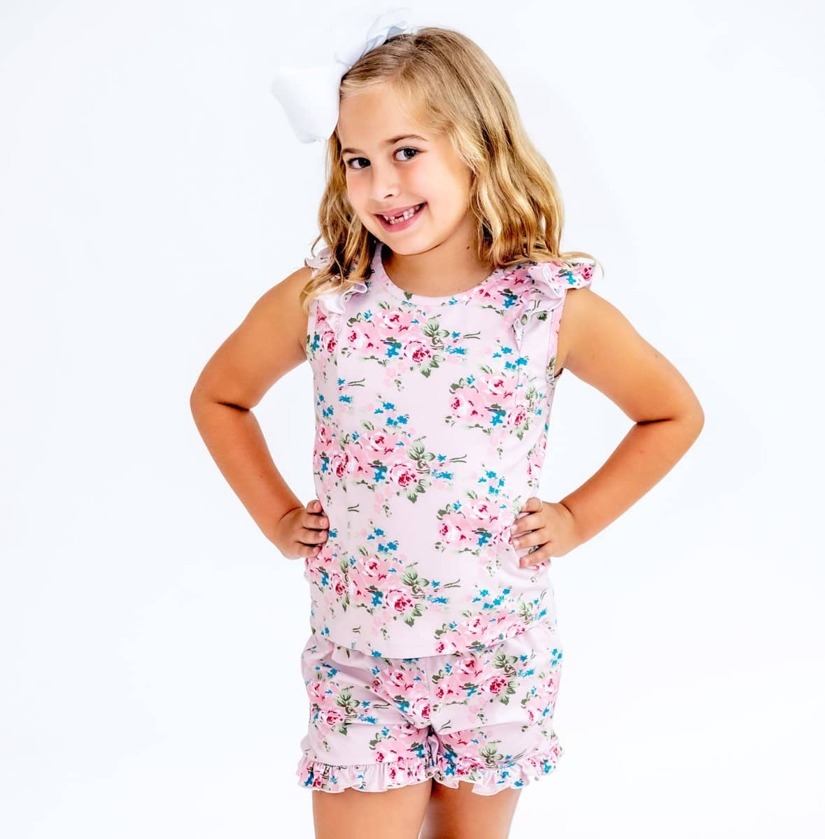 Charlie's Project Kids - Country Cabbage Rose - Cloud Soft Olivia Short Lounge Set