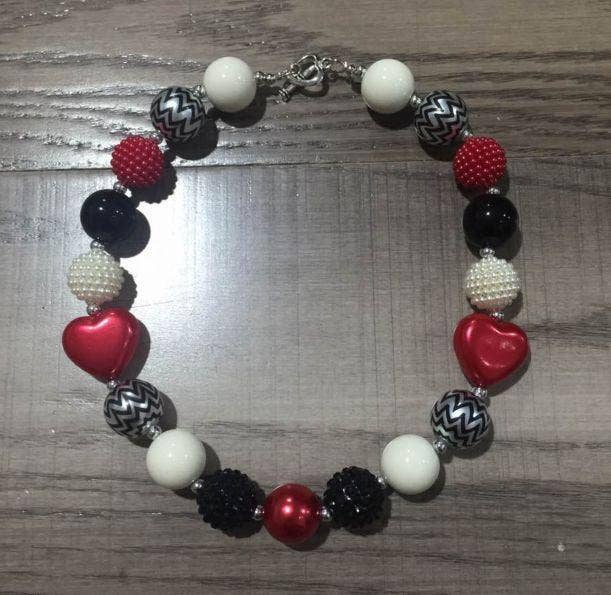 Red  black white bubble necklace