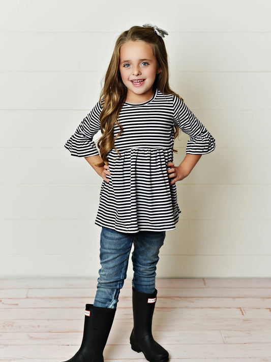 Adorable Sweetness - Black Stripe Tunic Shirt