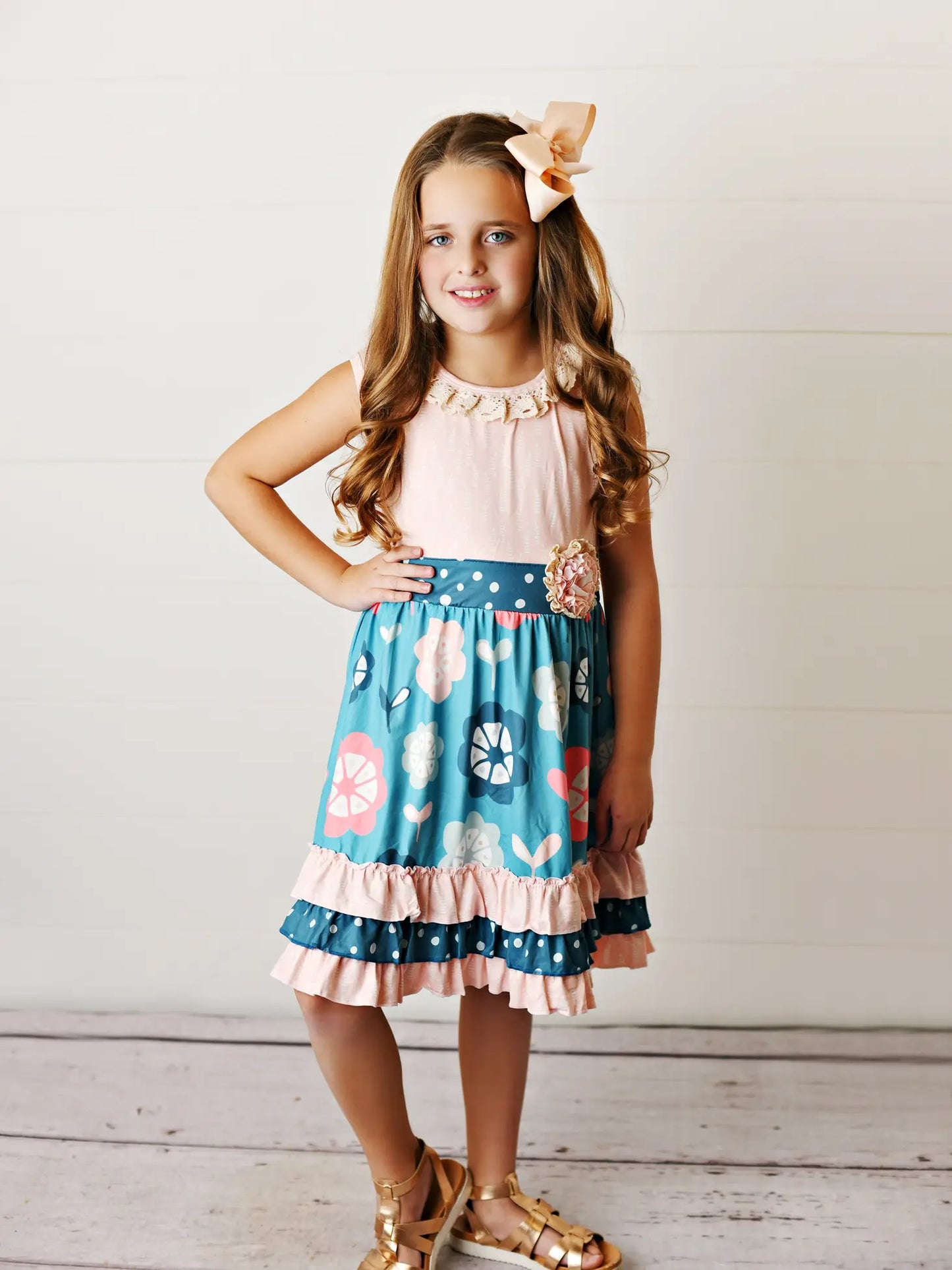 Adorable Sweetness - Kids Peach Lace Dress